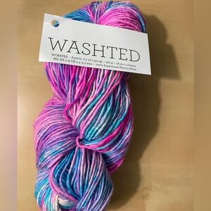 Washted Hand-Dyed Worsted Wool Yarn - Pink, Blue, Purple Variegated